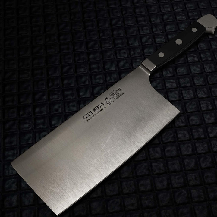 GÜDE Solingen - Hackmesser geschmiedet, 18 cm, POM schwarz, ALPHA, Doppelkropf, Handmade Germany Hac