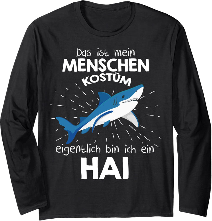 Mein Menschen Kostüm Bin ich ein Hai, Halloween Outfit Langarmshirt