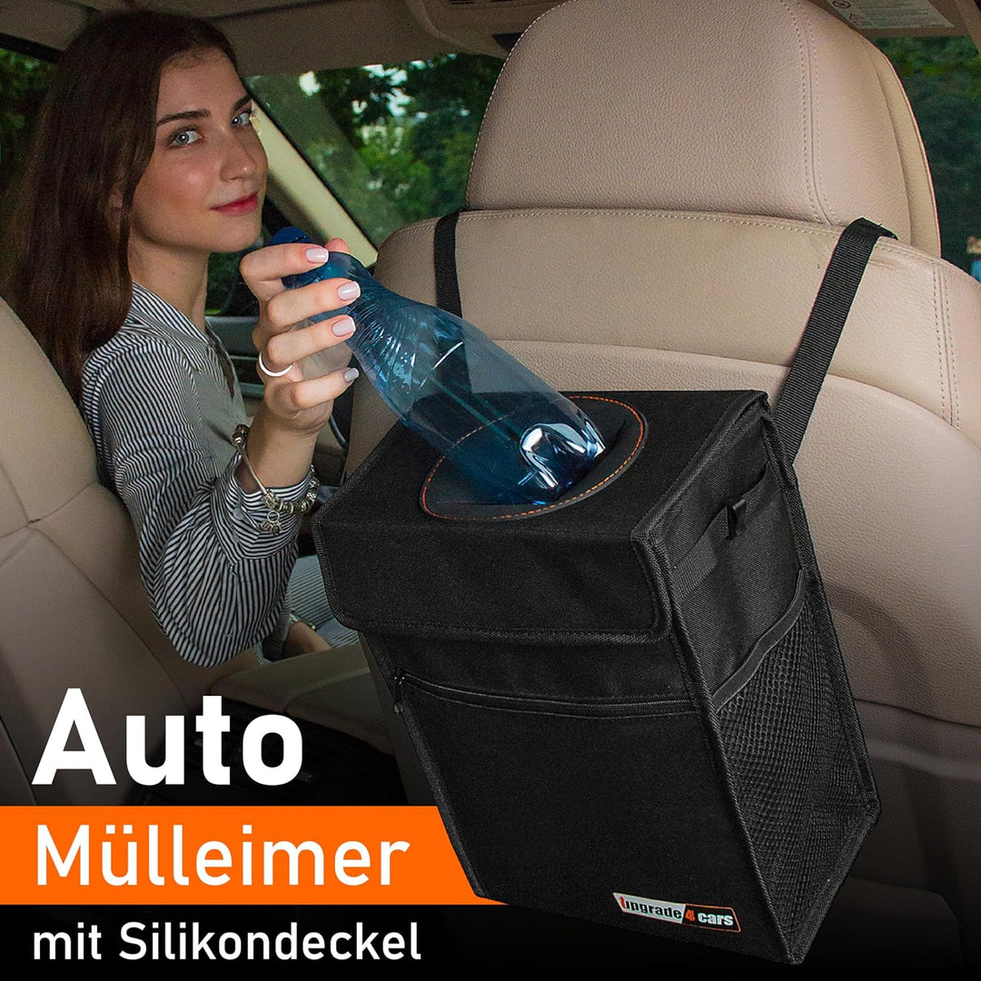Upgrade4cars Auto Mülleimer mit Deckel & Mülltüten | 2 Liter Kfz Abfalleimer hängend für Fussraum Ko