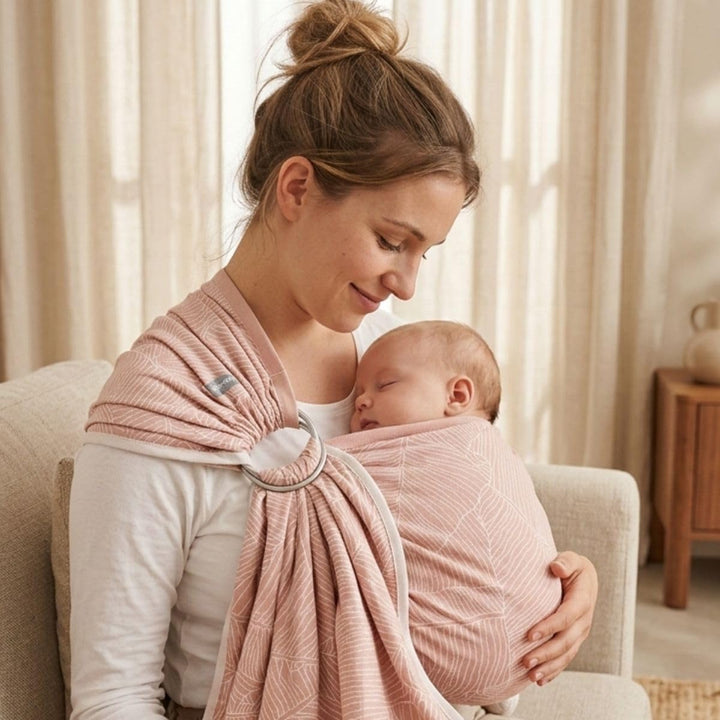 Hoppediz Ring-Sling, Baby-Tragetuch ab Geburt, 100% kbA-Baumwolle, Design Grenada rose, Grenada rose