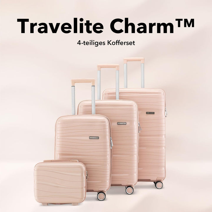 Travel One Koffer 68L – Hellrosa – Hartschalenkoffer mittelgross, 4 Rollen, Zahlenschloss, Polypropy