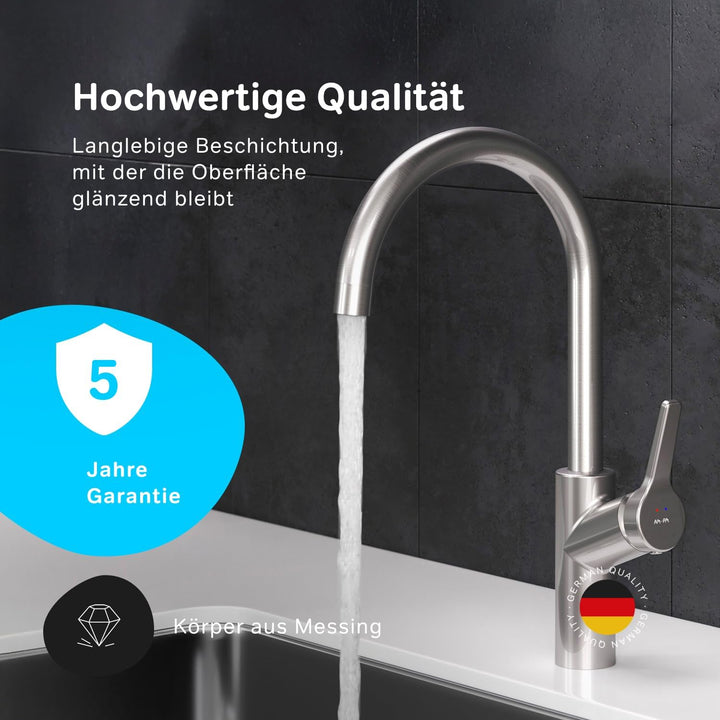 AM.PM X-Joy S – Küchenarmatur mit Einhebelmischer | Spültischarmatur Hochdruck für Küche | Wasserhah