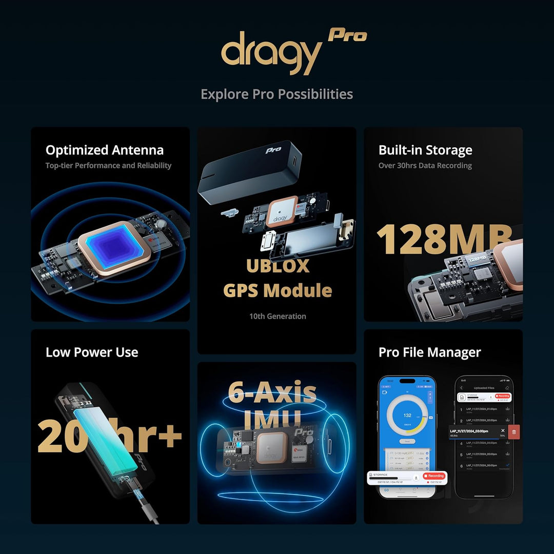 Dragy Pro, professionelles 25 Hz GPS-Leistungsmesser, mit integriertem Speicher und 6-Achsen-IMU-Bew
