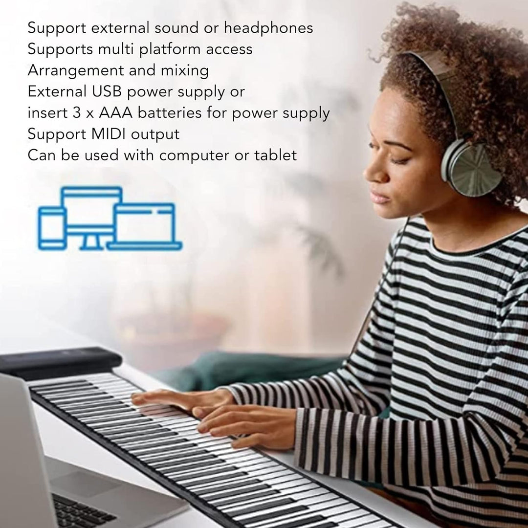 Roll Up Piano, 61 Tasten Tragbares Elektronisches Keyboard Faltbares Bluetooth MIDI Keyboard Piano f