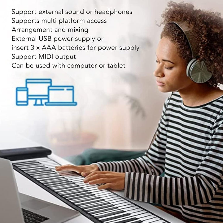 Roll Up Piano, 61 Tasten Tragbares Elektronisches Keyboard Faltbares Bluetooth MIDI Keyboard Piano f