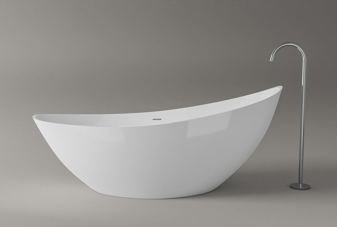 BERNSTEIN Freistehende Badewanne aus Sanitäracryl Standbadewanne Wanne mit Doppelwandiger Konstrukti