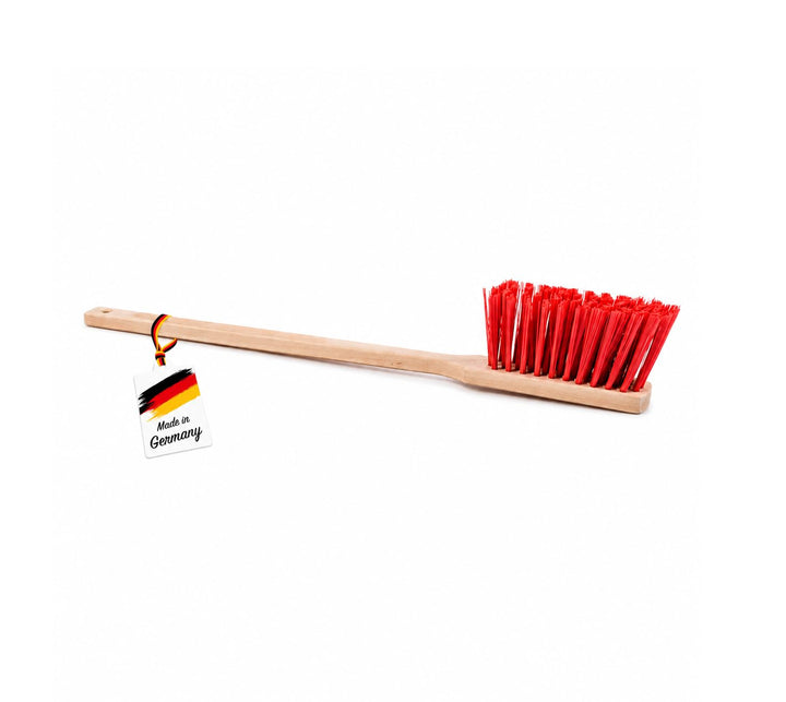 BawiTec Qualitäts Langstiel Handfeger,1 Stück,Länge 60cm,robuste rote Elaston-Kunststoff-Borsten,Hol