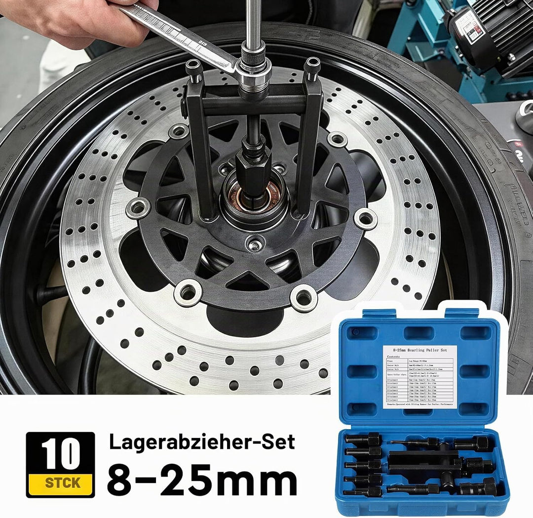 10 Tlg Innenlager Abzieher Set Upgrade Kugellagerabzieher Werkzeug, Motorrad-Lagerabzieher-Set mit 7