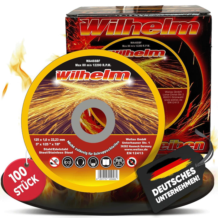 100 x Wilhelm Trennscheiben Ø 125 Edelstahl Metall Stahl Inox Blech Flexscheiben Extradünn