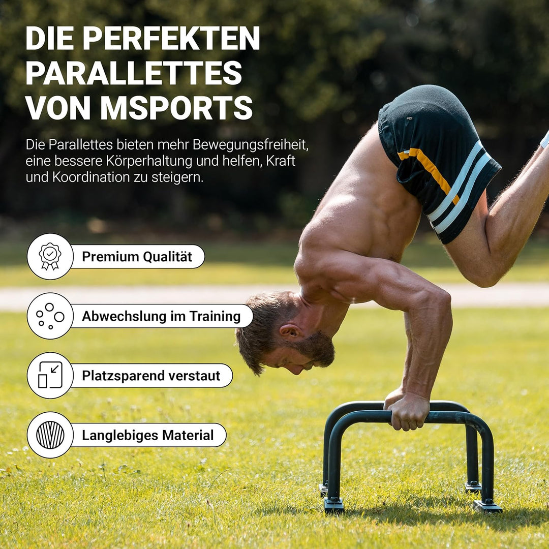 MSPORTS Low Fitness Parallettes Minibarren Professional LxBxH: 60x35x29 cm| Push-Up Bars Liegestützg