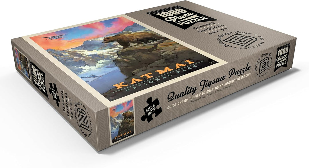 Katmai National Park: Mountain View, Vintage Poster - Premium 1000 Teile Puzzle - MyPuzzle Sonderkol