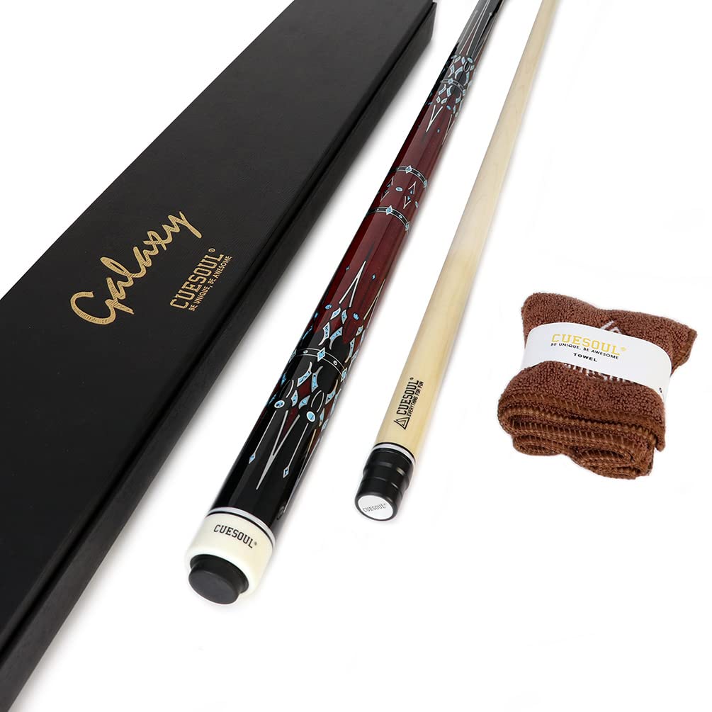 CUESOUL Galaxy 58 Zoll 19 Unzen Billardqueue, 13 mm Spitzen Weinrot CSPC-GX-1, Weinrot CSPC-GX-1