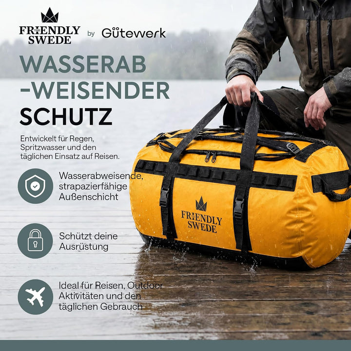 The Friendly Swede Wasserfeste Reisetasche Duffle Bag Rucksack - 30L / 60L / 90L - Seesack, Sporttas