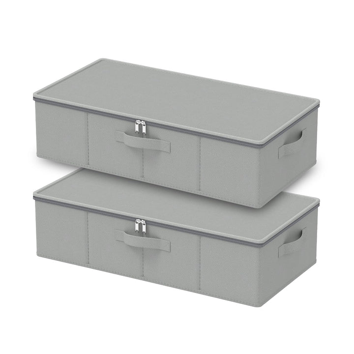 Unterbett Aufbewahrungsbox mit Deckel, Grau, 60x30x15 cm, 2 Stück | Faltbare Aufbewahrungstasche, Un