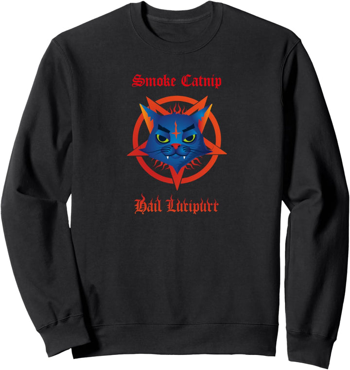 Smoke Catnip Hail Lucipurr Satan Pentagramm Occult Gothic Sweatshirt