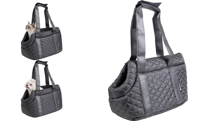Hundetasche - Tragetasche Bailey Schwarz – 38x20x18cm – Polyester – herausnehmbares Kissen & Boden –