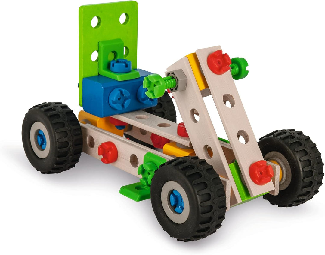 Eichhorn 100039028 - Constructor-Buggy 110-tlg., Holz-Konstruktions-Set, 4 Verschiedene Modellvarian