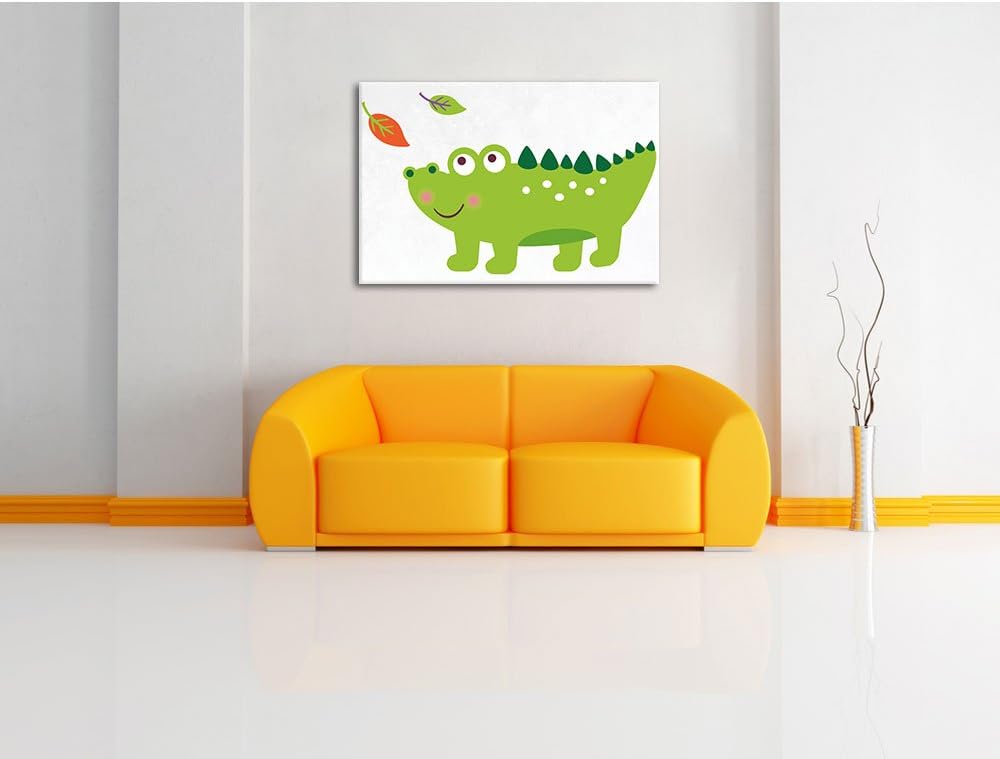 Niedliches Krokodil weiss, Format: 100x70 auf Leinwand, XXL riesige Bilder fertig gerahmt mit Keilra