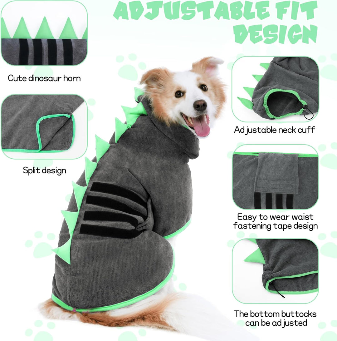 HundeBademantel Mikrofaser Schnell Trocknend, Einstellbar Hundehandtuch Extra Saugfähig für Mittel &