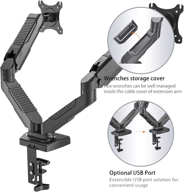 HFTEK Monitor TV Halter Mounts Doppel Tischhalterung für 2 Bildschirme von 15 bis 27 Zoll – VESA 75/