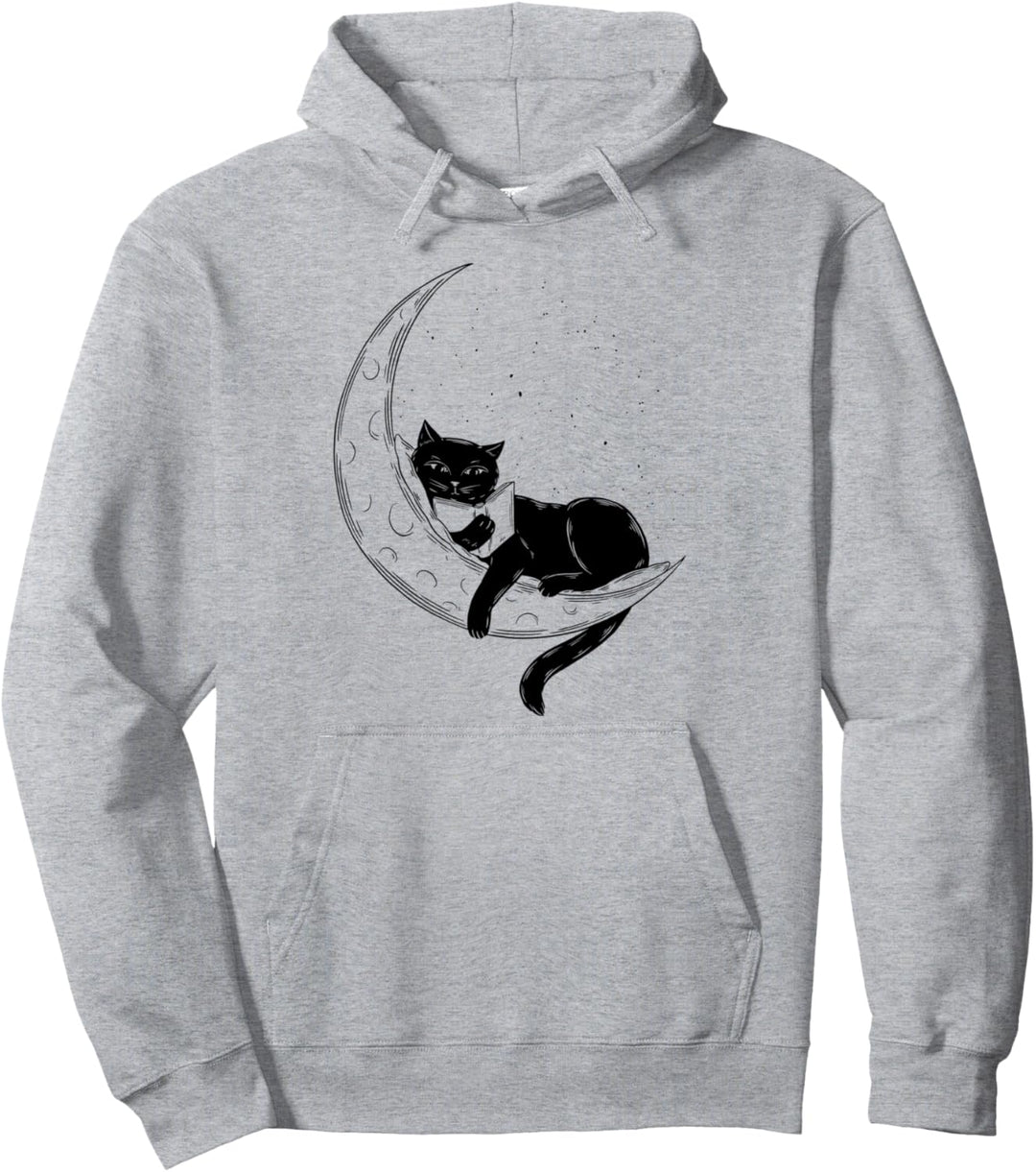 Black Cat Moon Lesebuch Pullover Hoodie