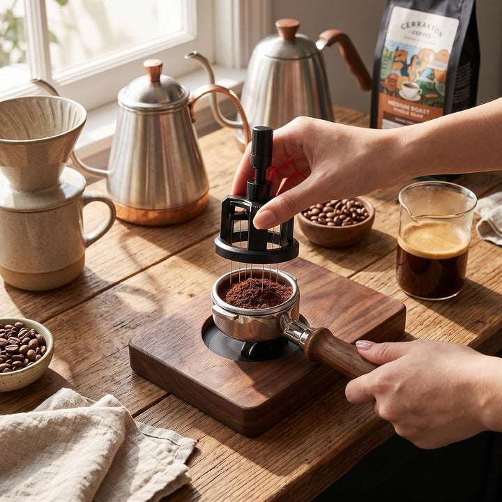 WDT Tool, Rührer-Verteilungswerkzeug, Verstellbare Nadelhöhe, Aluminiumlegierung, Edelstahl, Kaffeev