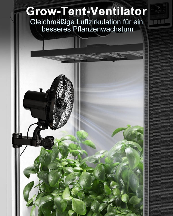 [Verbesserte] Oszillierend Grow Ventilator mit Clip, 2 Geschwindigkeitsstufen Klein Klemmventilator