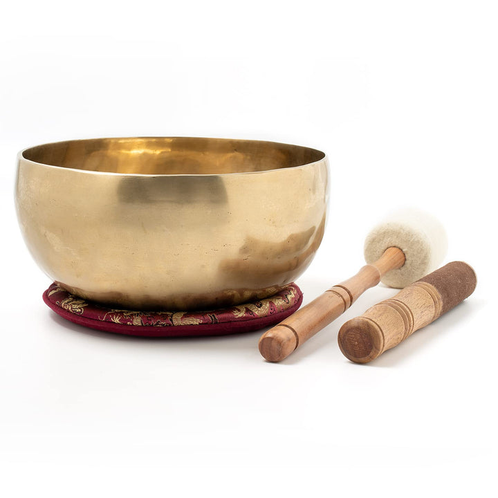 Nepal Klangschale I Handgearbeitet I ca. 700-800 g I Für Meditation, Yoga &amp; Entspannung I Inkl. Zube