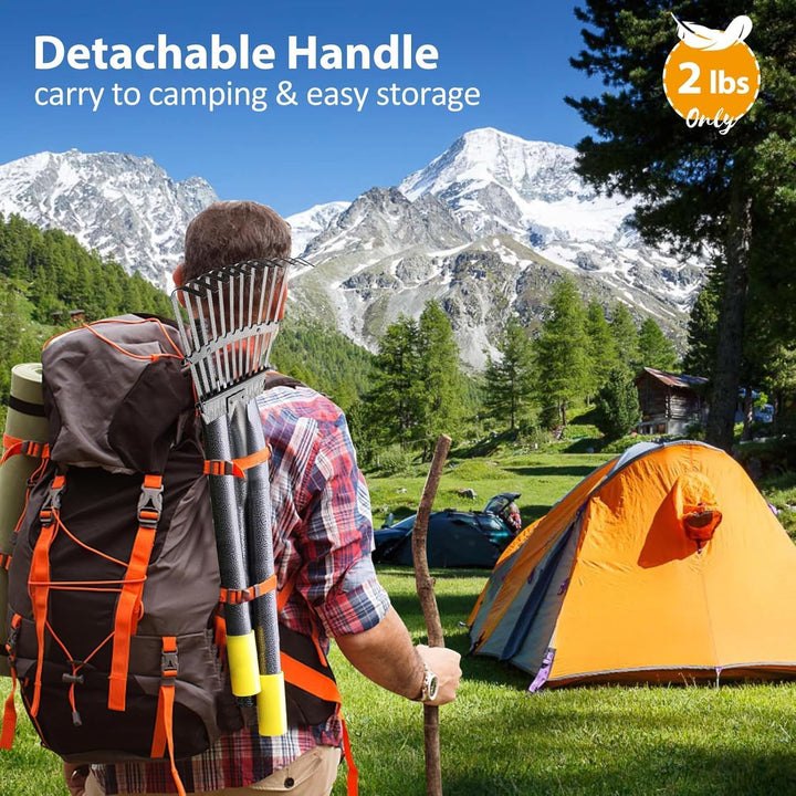 Rechen, Gartenlaubrechen Set - mit 32 Gallonen Laubsäcken und 2 Laubschaufeln, 238cm Laubrechen mit