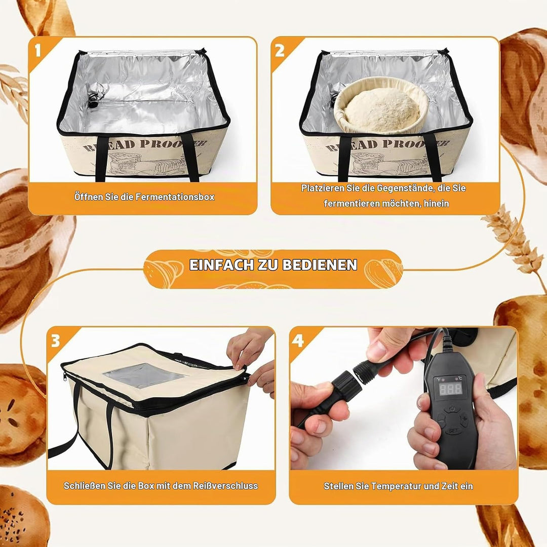 Brot Gärbox Sauerteig, 30L Faltbare Teiggärbox Einstellbare Temperatur und Timer, Heizung Bread Gärs