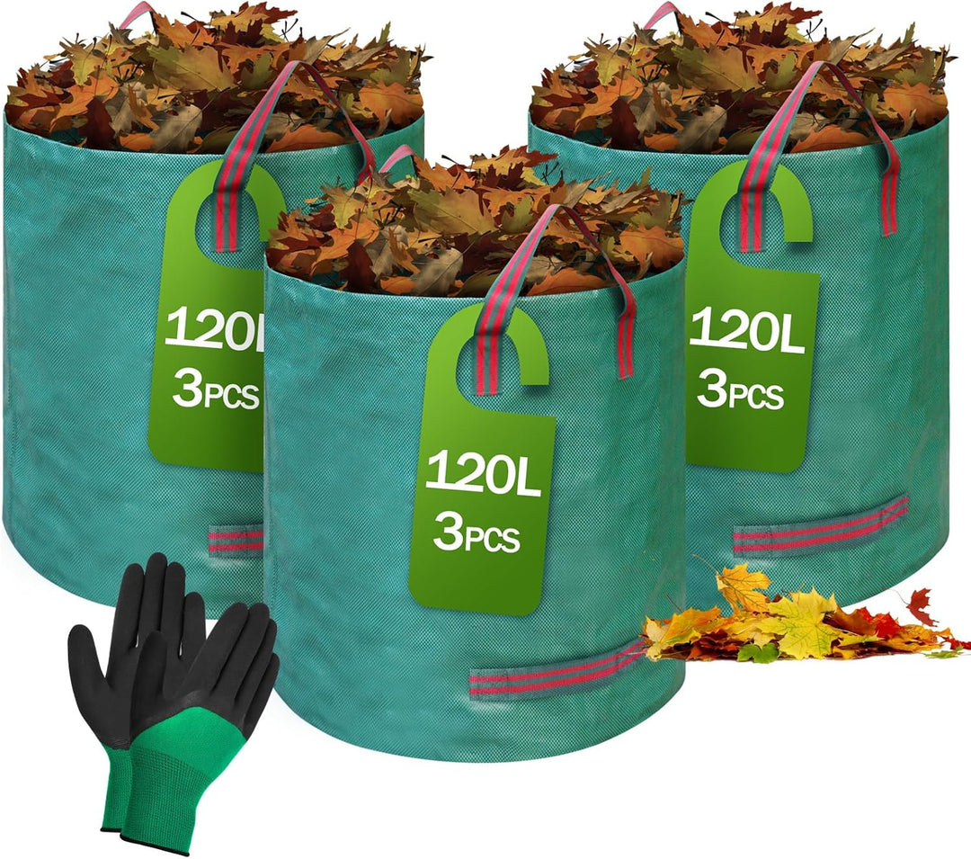 Flintronic Gartenabfallsack, Gartensäcke für Gartenabfälle 3X 120l, Grünschnittsäcke faltbar, Garten