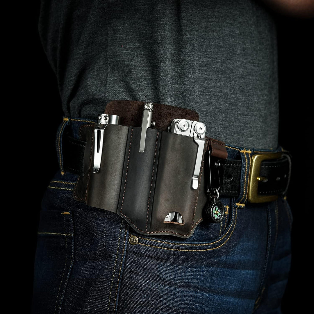 VIPERADE PJ29 EDC Lederscheide, Multitoolscheide/Werkzeuge Holster/Messergürtelscheide/Taschenlampen