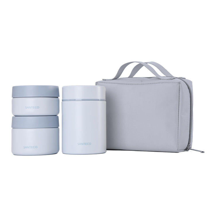 SANTECO Vakuumisolierter Suppen-Lunch-Set 1050ml - Isolierte Brotdose mit Löffel & Tragetasche - Sti