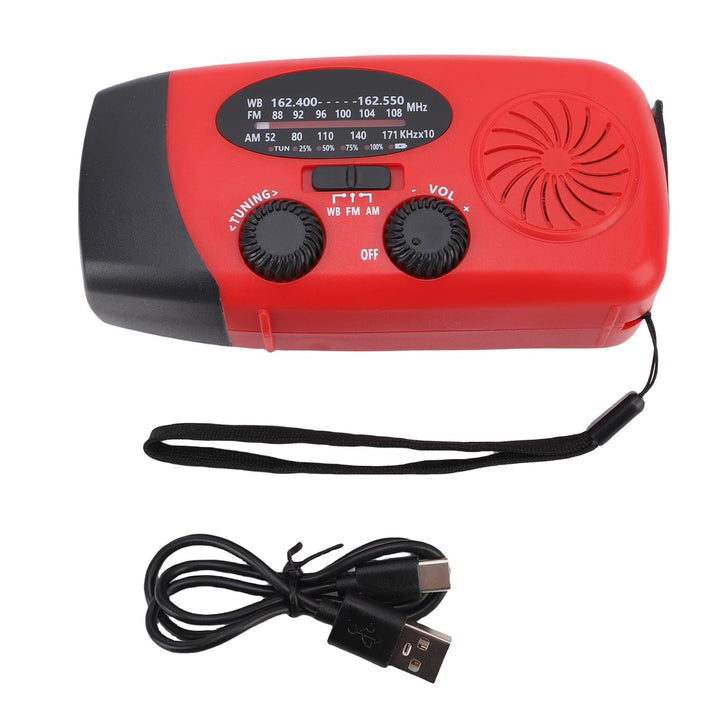 Walfront Tragbares Kurbelradio, AM FM WB 2000mAh Notfallradio, Solar Radio mit Taschenlampe, USB Auf