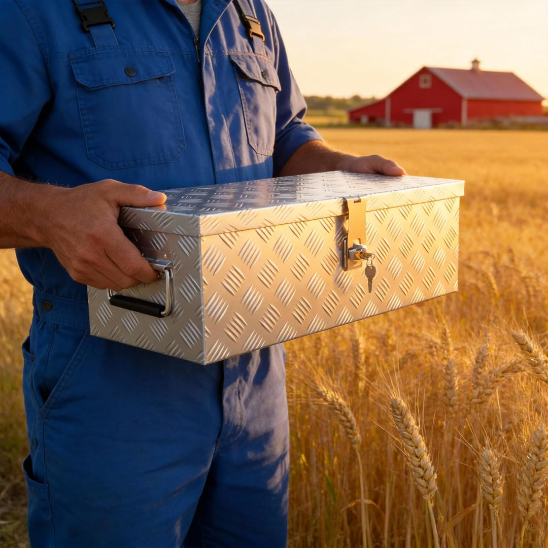Aluminium WerkzeugkisteAlubox Aluminiumkiste Transportbox Deichselbox Für PKW Anhänger Mit Verriegel