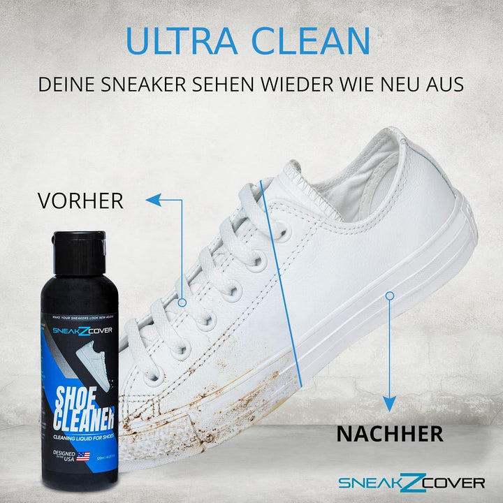 Sneaker Cleaner Set – Basic Schuhputzset inkl. hochwertiger Schuhreiniger, Schuhbürste, Mikrofasertu
