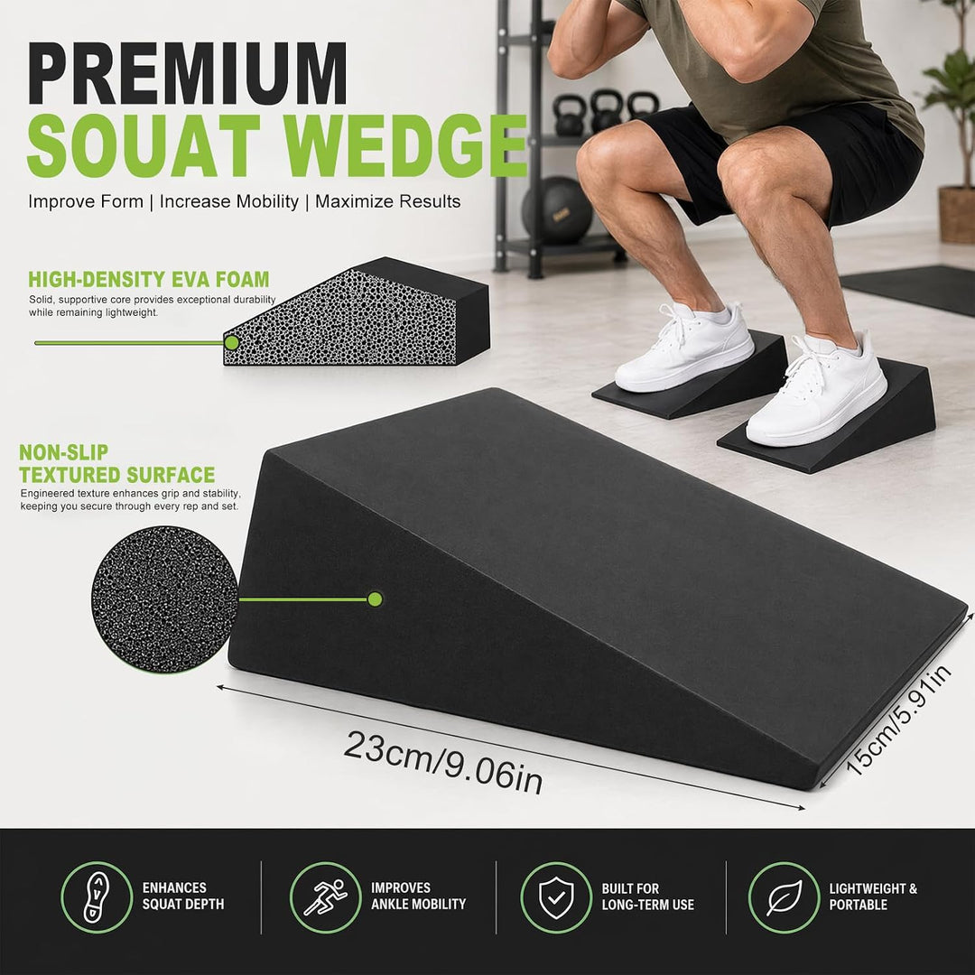Wadendehner 2er Set, Squat Wedge Wadenstrecker, Slant Board Mobilisationskeil, mit 5 Fitnessbänder,