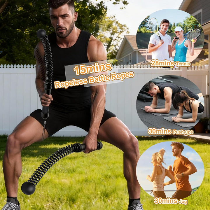 2026 Neue Battle Ropes ohne Seil für Heimfitnessstudios,2PCS Tragbare Ropeless Battle Ropes,Tragbare