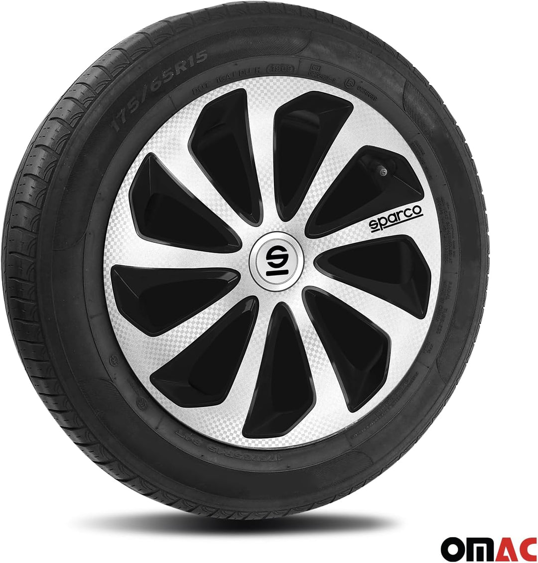 Satz Sparco Radzierblenden Sicilia 15-Zoll Silber/Schwarz/Karbon