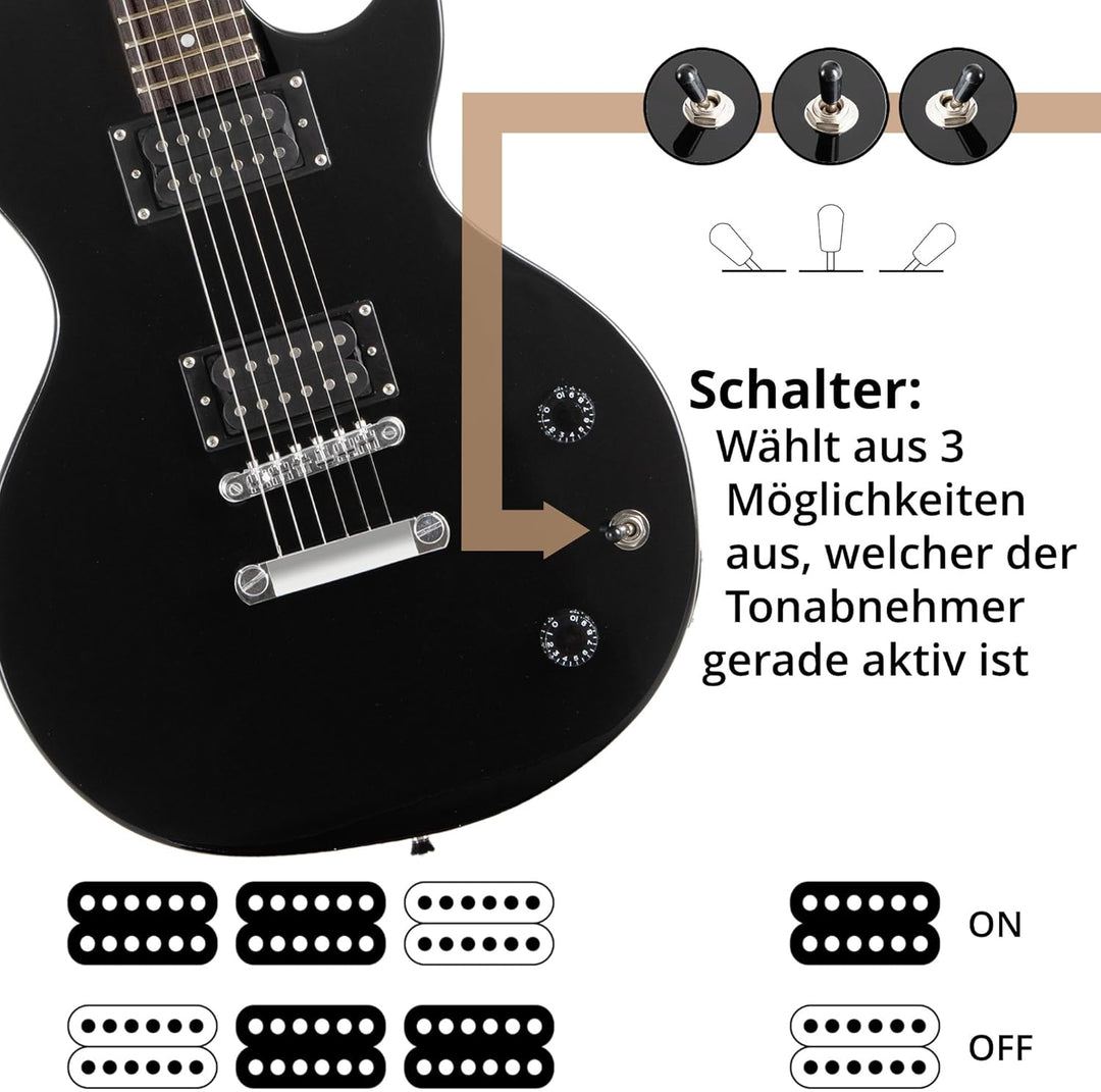 Rocktile LP-100 BL E-Gitarre (Korpus: Linde, Palisander Griffbrett, Finish: Schwarz High Gloss) Schw