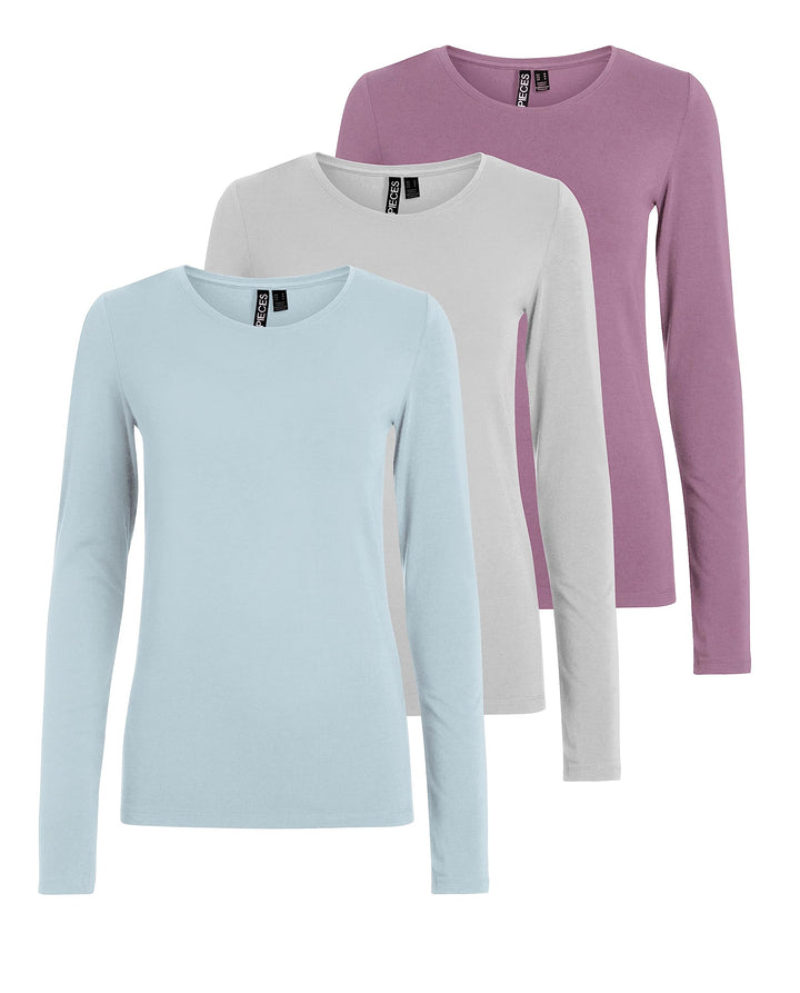 PIECES PCSIRENE LS Tee NOOS, S 1x Baby Blue, 1x Lunar Rock, 1x Lavender Mist