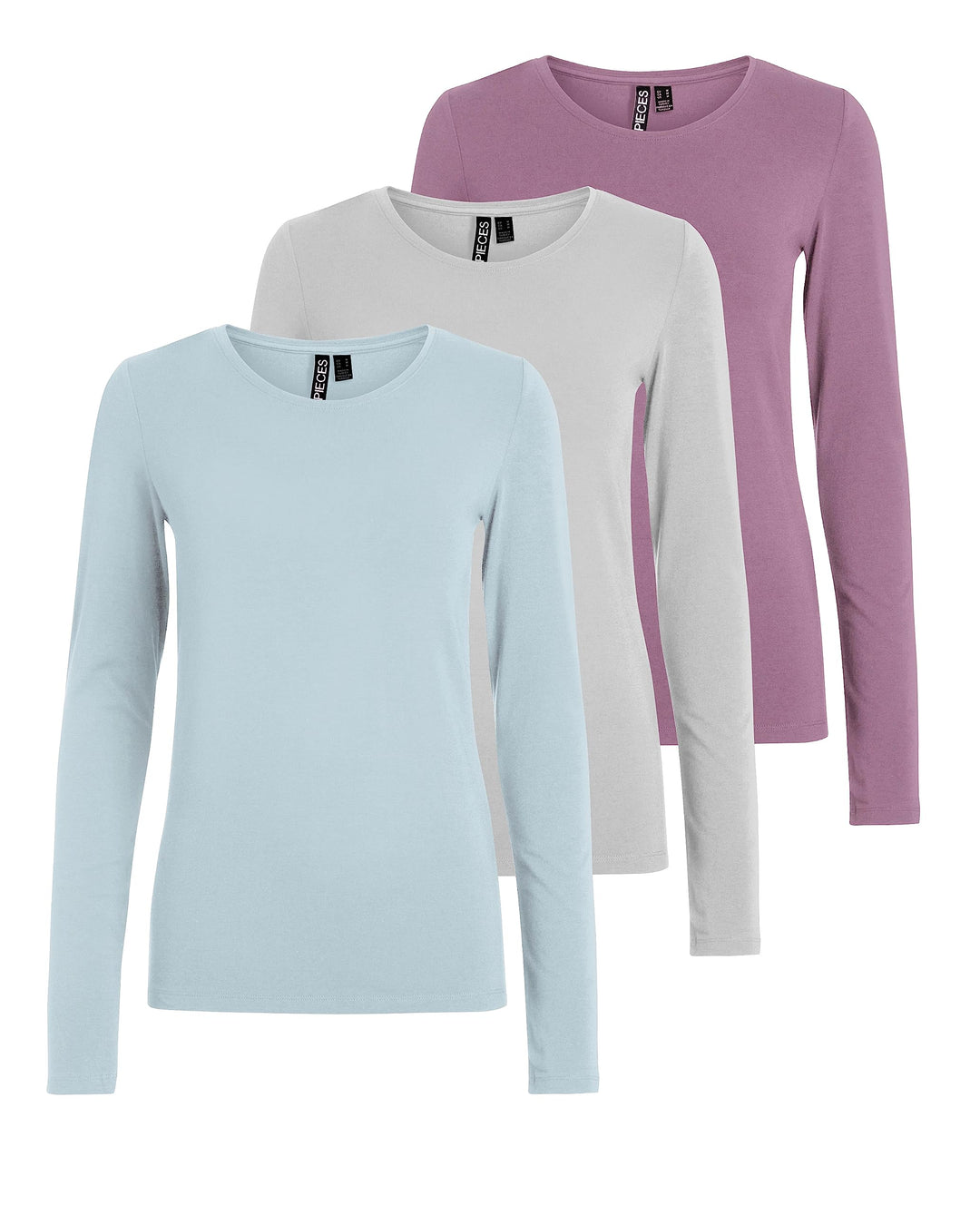 PIECES PCSIRENE LS Tee NOOS, 1x Baby Blue, 1x Lunar Rock, 1x Lavender Mist