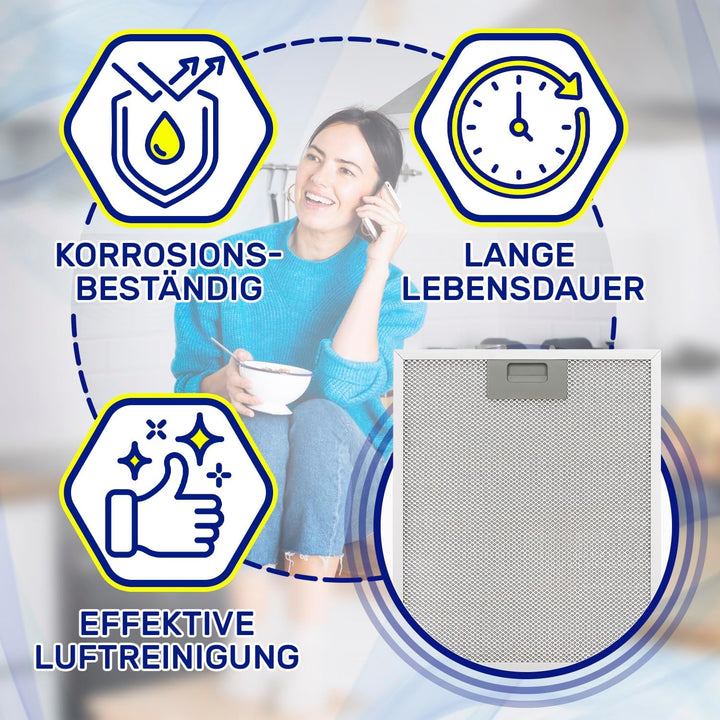 2 Stück Aluminium Anti Fett Filter für Dunstabzugshaube 310x250x8 mm mit dem Originalcode 00353110 3