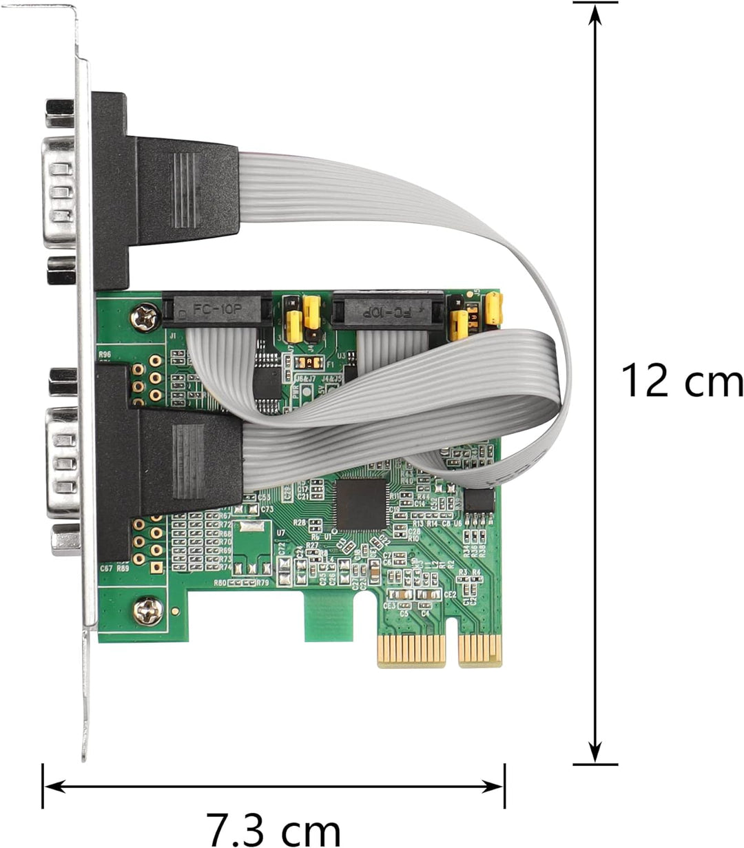 CERRXIAN 2 Port PCI Express RS232 Serielle Adapterkarte, DB9 Dual Channel PCIe X1 AX99100 Erweiterun