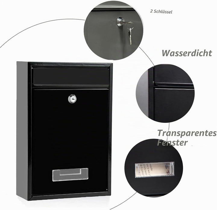 Wandbriefkasten, Briefkasten für aussen, wasserdichter Wandpostkasten für Briefe Stilvolle sichere P