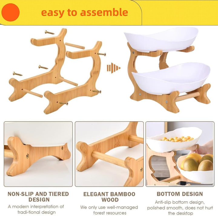 Obst Etagere Kunststoff Obstschale - Bruchsicher Kunststoffschalen mit 2 Etagen Kunststoff Obsttelle