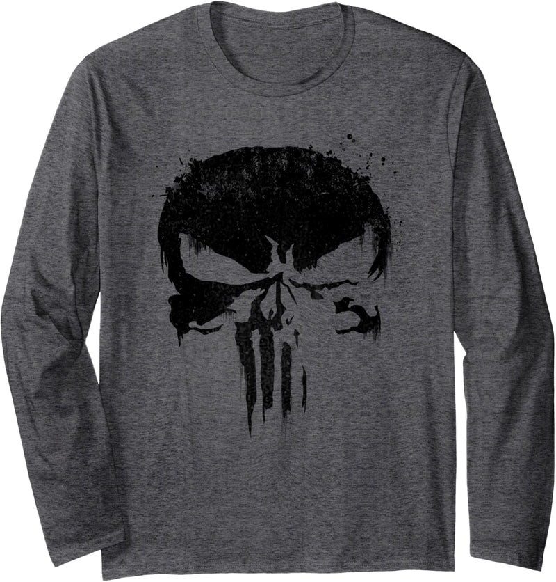 Marvel Punisher Black Paint Splatter Skull Langarmshirt