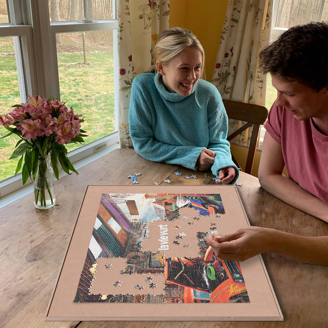 Lavievert tragbares Puzzlebrett aus Holz mit staubdichter Abdeckung, Puzzlematte zur Puzzleaufbewahr