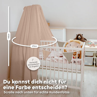 lilimaus Betthimmel Babybett [Beigerosa] - Himmel Babybett aus 100% Baumwolle Musselin Handmade - Be