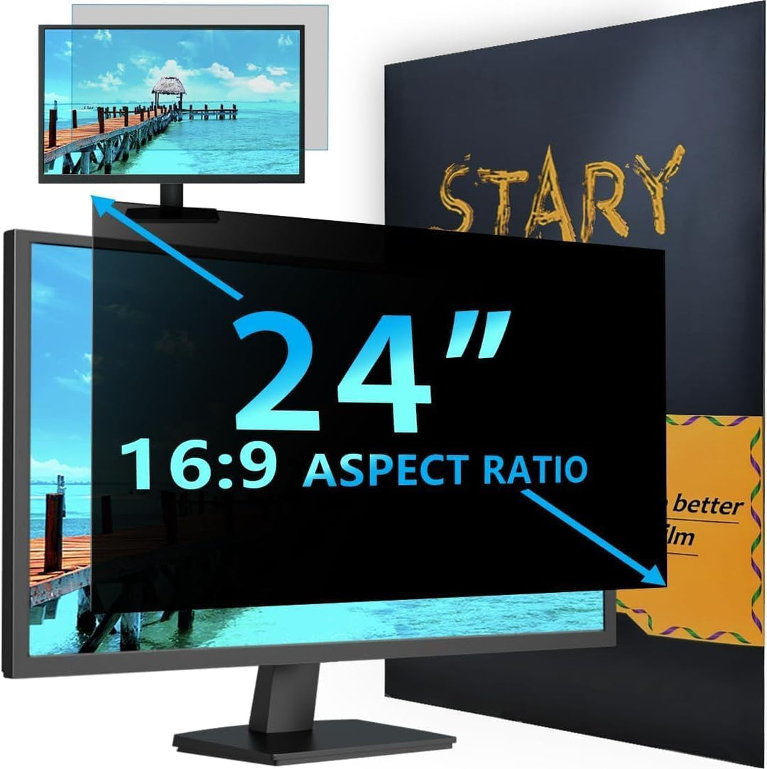 STARY Blickschutzfolie 24 Zoll für 16:9 Monitor, Anti-Blaulicht Displayschutz, Abnehmbarer Blendschu